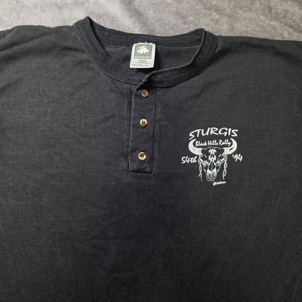 Vintage Anvil Shirt Mens Large Black Sturgis Black Hills Rally 1994 Long Sleeve